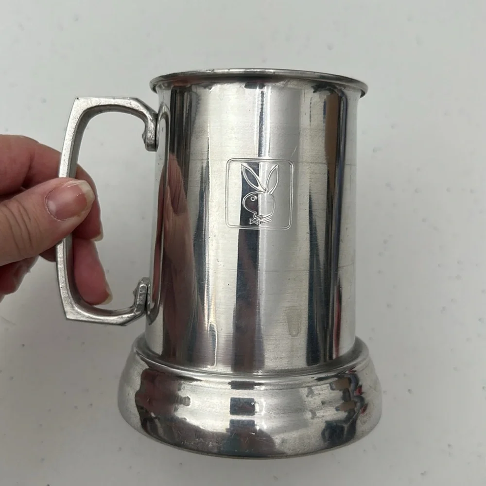 1970’s Playboy Club Vintage Aluminum Beer Mug Stein With Glass Bottom